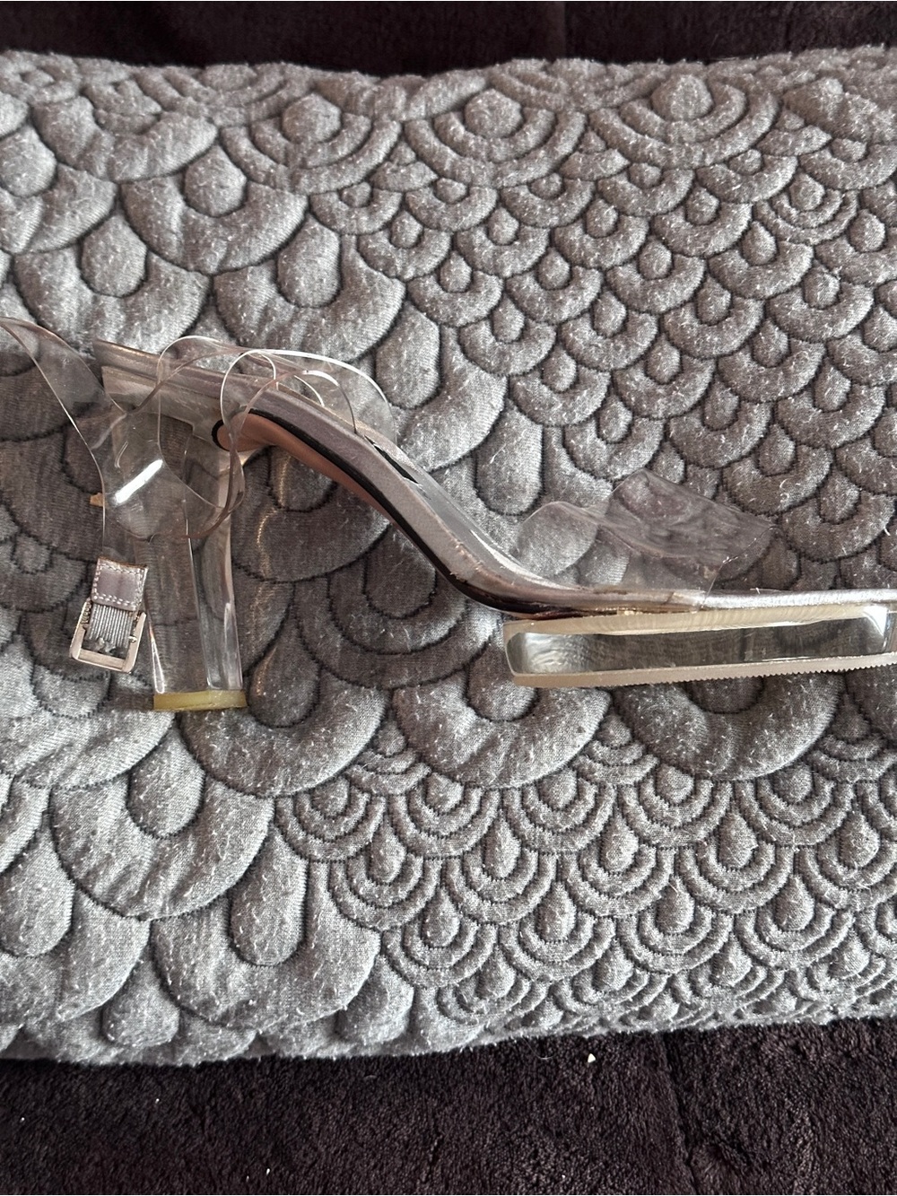 ๐ค ๐ฉถ Stuart Weitzman Vintage Y2K Clear Lucite Platform Sandals Heels 6.5B Spain - Picture 9 of 9